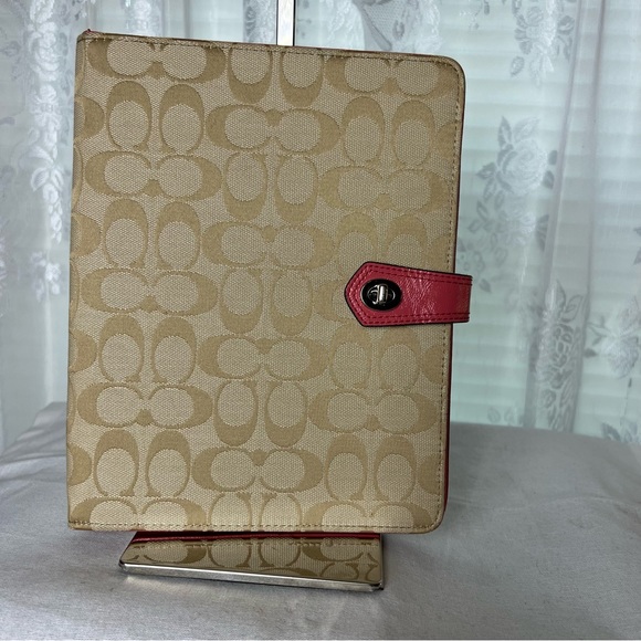 Coach Accessories - Coach Signature Monogram Kisslock Notebook, Tablet, iPad Case, excellent cond.